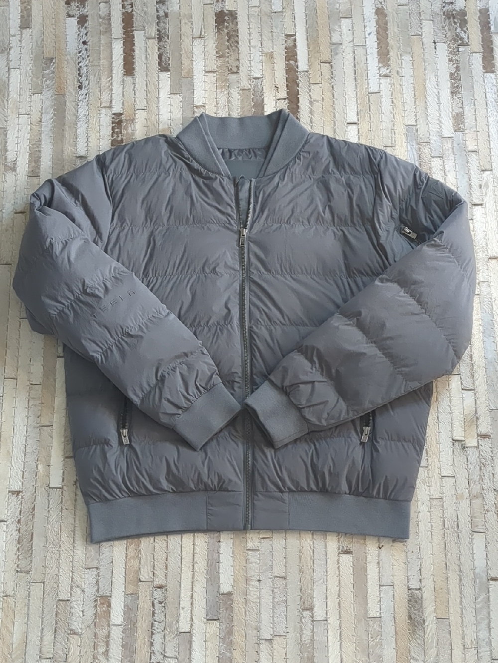 Tesla Official Size L Employee Quilted Graphite Gray Bomber Jacket